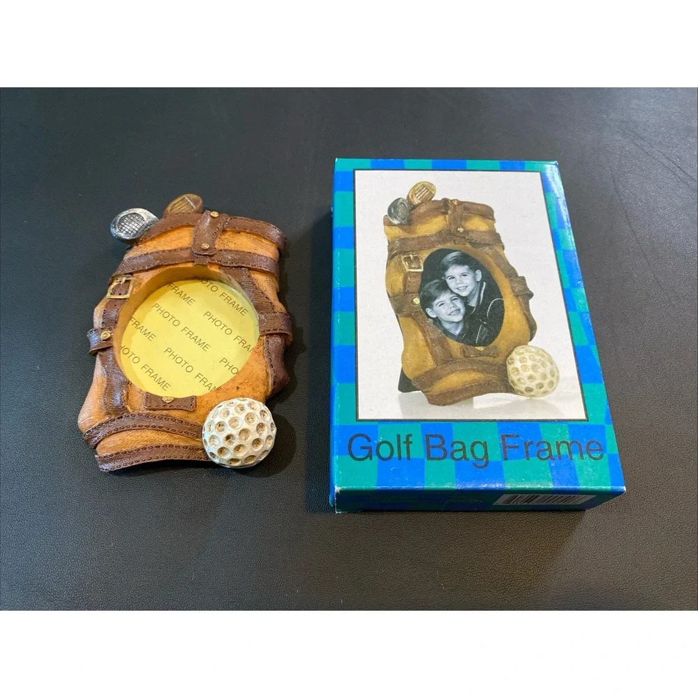 Vintage Golf Bag Photo Frame Resin Brown Sports Decor Tabletop Picture Frame Box